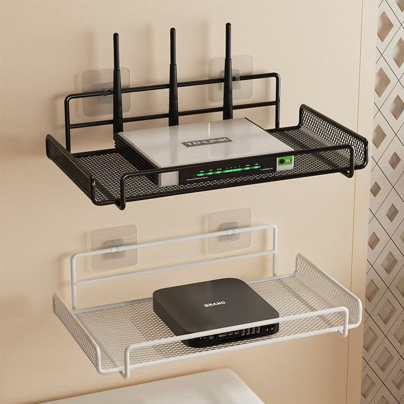 Wall Organizer Pocket - Stainless Steel Wall-Mounted Router Shelf No-Drill