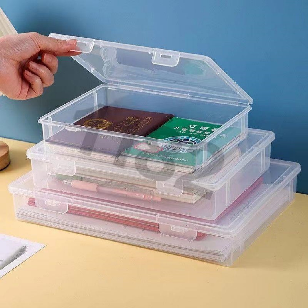 Binder Storage Box - Stackable Clear A4 Document Storage Box