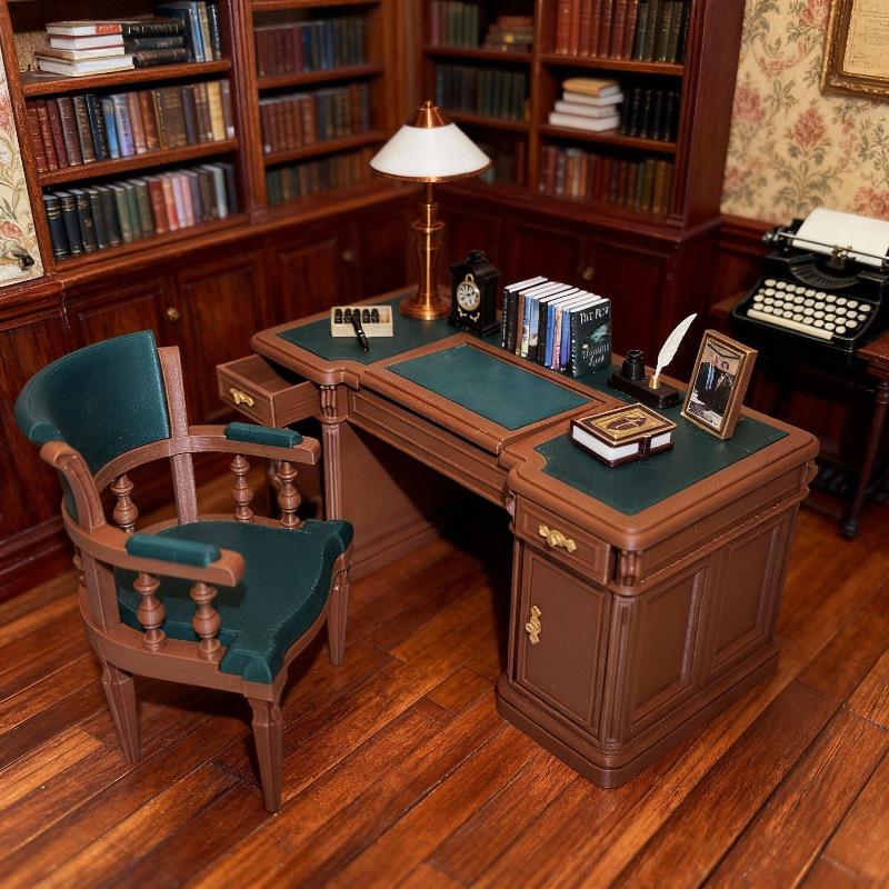 1:12 Scale Dollhouse Mini Vint - đánh giá và giá Office Furniture Set